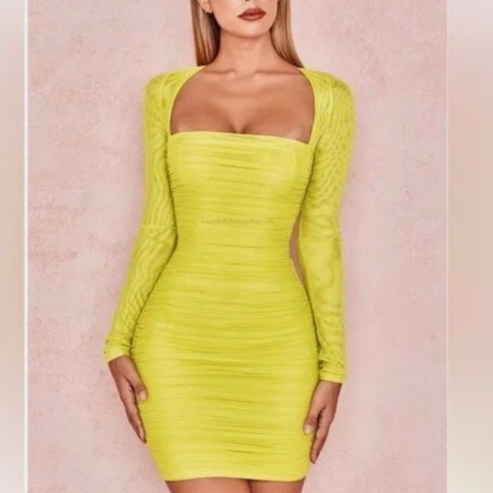 House of CB Elegant Yellow Long Sleeve Dress